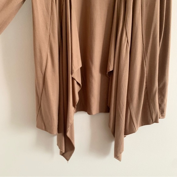 NWT Drape Front Open Cardigan Long Sleeve Irregular Hem Brown Cover Up Sweater! - Picture 8 of 15